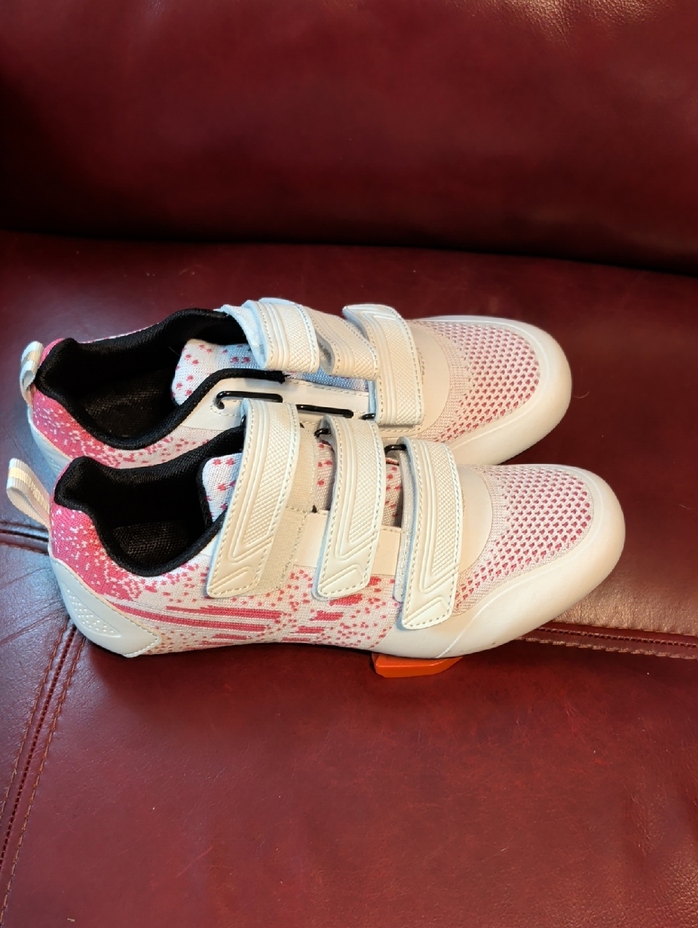 Kyedoo Size 37 Women's US 6.5 White Pink Adjustable Three Strap Cycling Shoe New